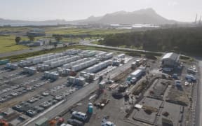 Meridian’s battery energy storage site (BESS) under construction at Marsden Point.