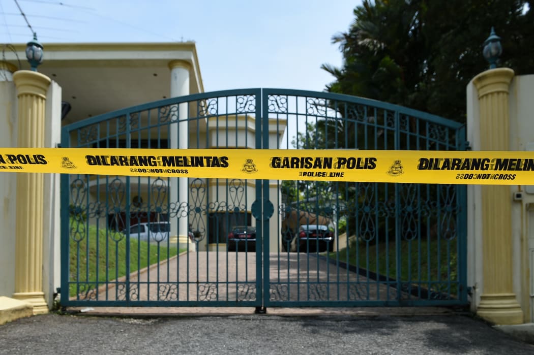 A police line is seen drawn in front of the North Korean embassy in Kuala Lumpur on 7 March.