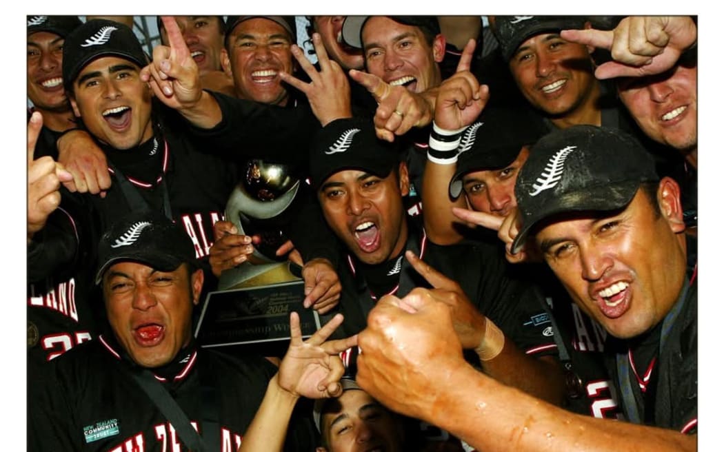 The New Zealand Black Sox 2004 World Title team.
