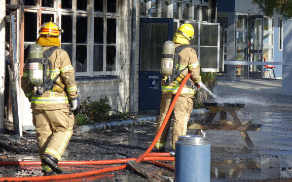 Fire gutted a block of four classrooms at Russley School in Christchurch