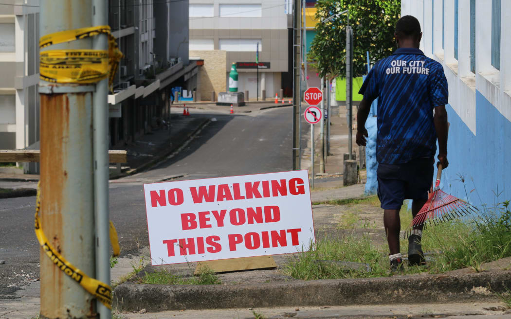 Only authorised personnel are allowed in the "Red Zone" that covers all of downtown Port Vila. 15 January 2024