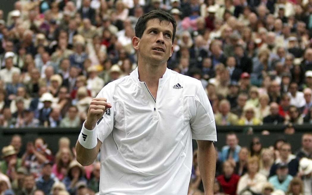 Tim Henman competing at Wimbledon in 2007.