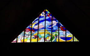 A stained glass window at St Peter's Church, Onehunga.