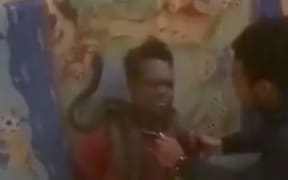 A snake being used to interrogate a prisoner in Papua