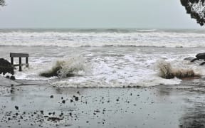 Orewa Beach during Cyclone Gabrielle