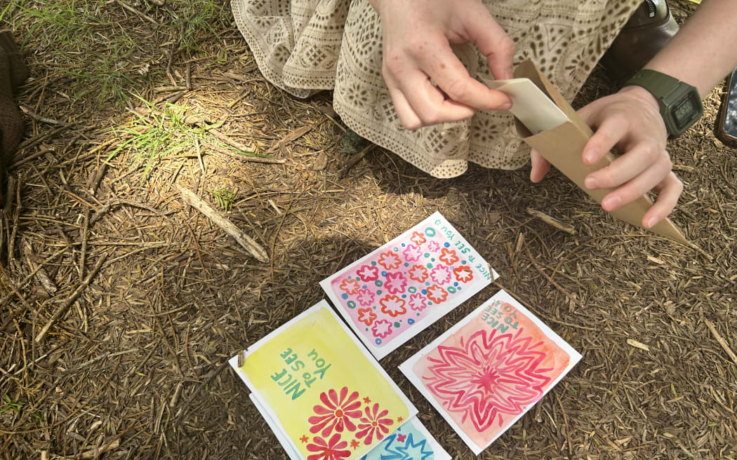 Photo of some hand painted cards.