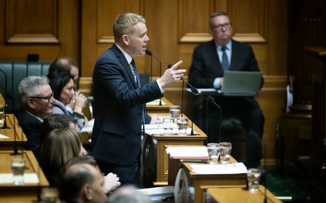 Chris Hipkins making a point during Question Time.