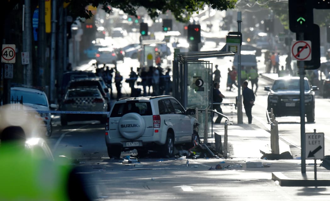 The white SUV was driven into crowds of pedestrians in central Melbourne