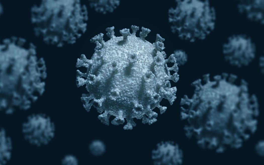 Covid-19 coronavirus particles, illustration. The new coronavirus SARS-CoV-2 (previously 2019-CoV) emerged in Wuhan, China, in December 2019.