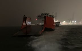 Martime police towed the 200-tonne ferry to safety.
