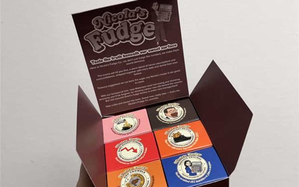 The Taxpayers' Union released packaged fudge from the 'Nicola Fudge Co.', branded with an image of Willis with the slogan, 'A treat today - A tax tomorrow'.