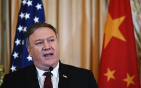 US Secretary of State Mike Pompeo speaks during a press conference during the US-China Diplomatic and Security Dialogue in Washington, DC on November 9, 2018.