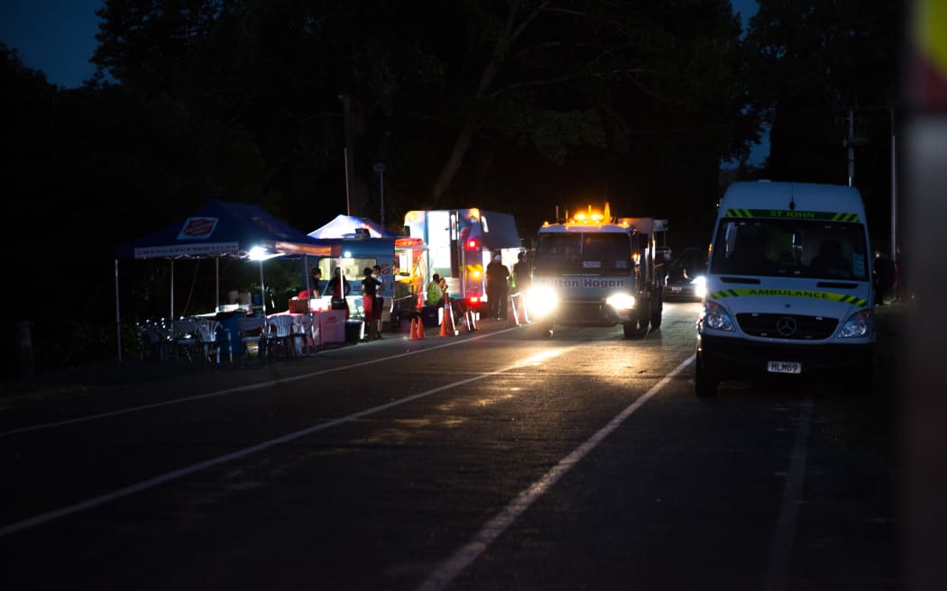 Emergency and support services on the scene of fires near Waimarama Rd.