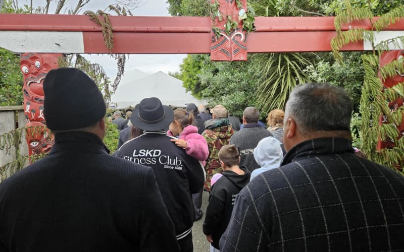 Mourners gather for Dame Tariana Turia’s tangi at Whangaehu Marae on Monday 6 January 2025.