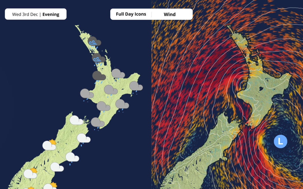 MetService forecast for Wednesday December 3.