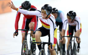 Southland teenager Corbin Strong after winning the men's points race in Cambridge