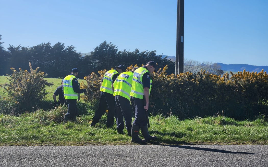 Police search Hudson's Road in Greenpark, Canterbury on 13 September 2023.