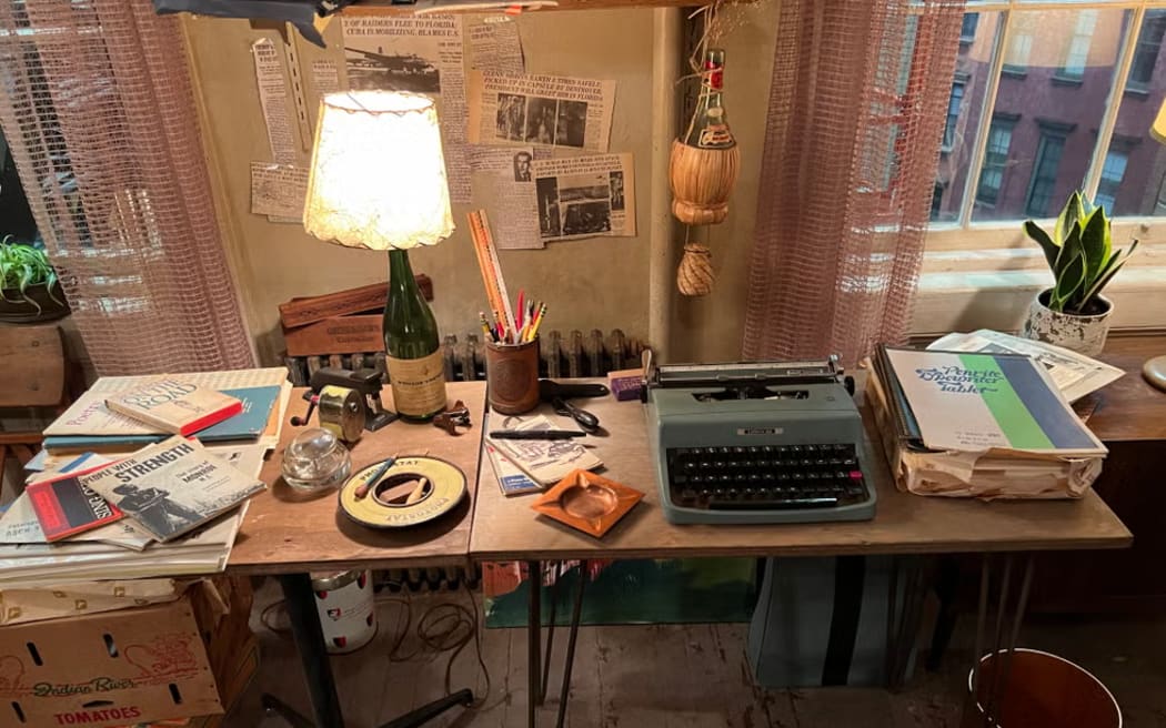 Based on archival photos, the objects on Bob Dylan's writing desk were replicated in A Complete Unknown.
