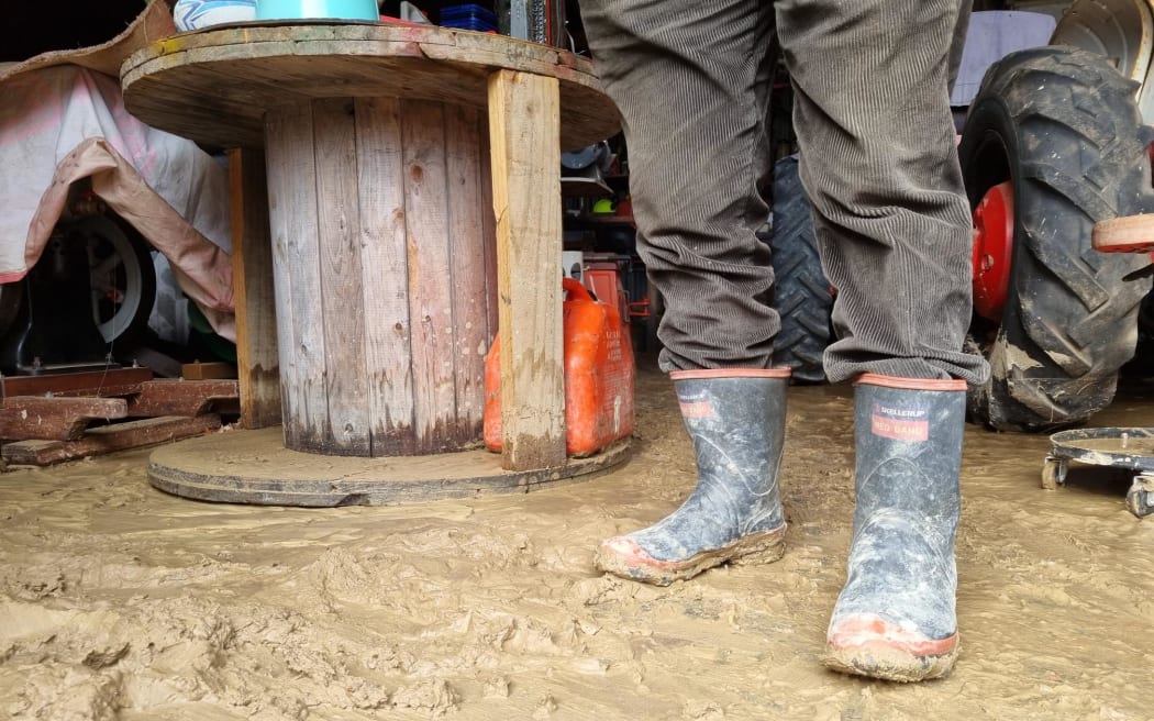 Mud and silt at Jim Papps home in Dovedale.