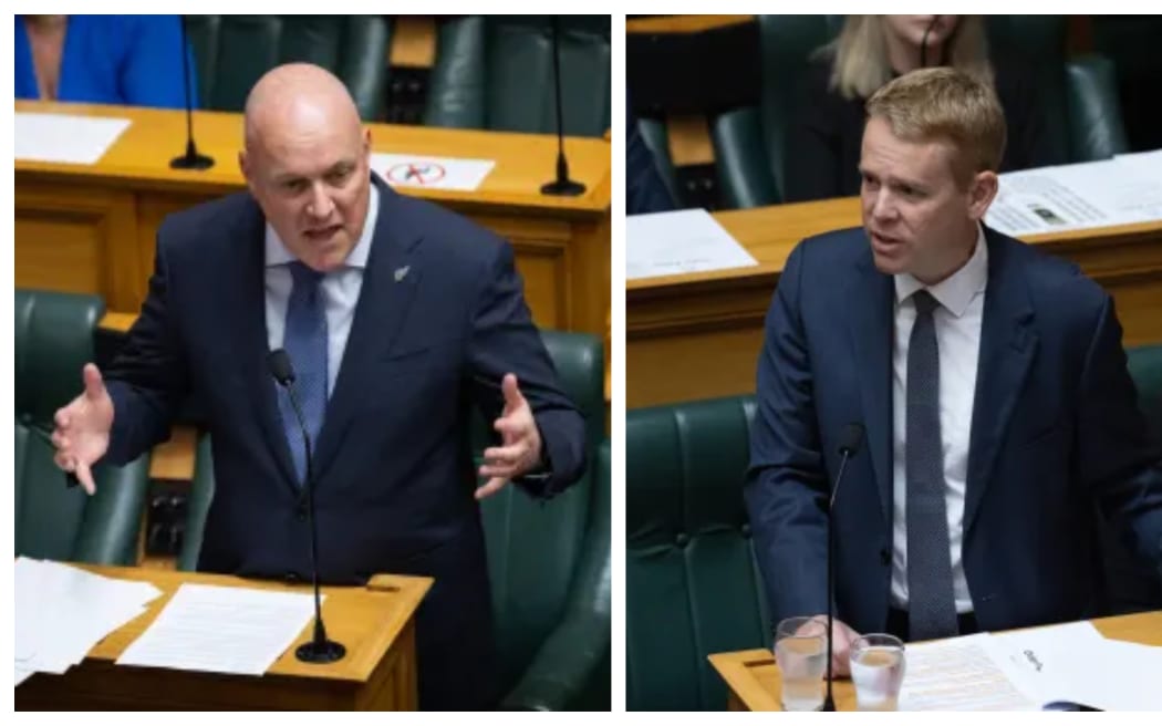 Christopher Luxon and Chris Hipkins in the debating chamber