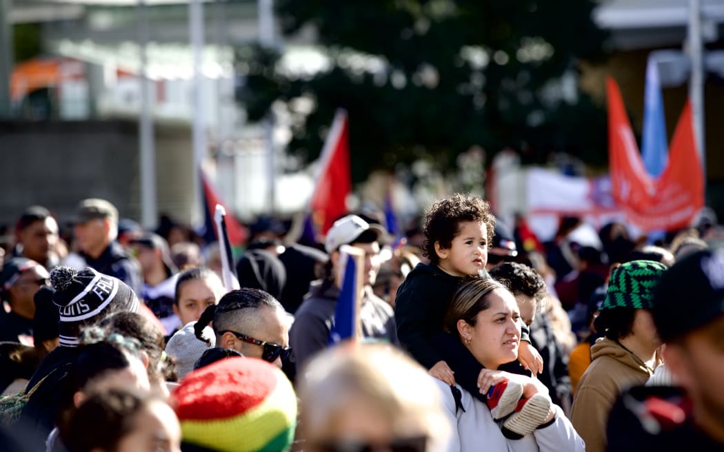 Protestors gather at Aotea Square