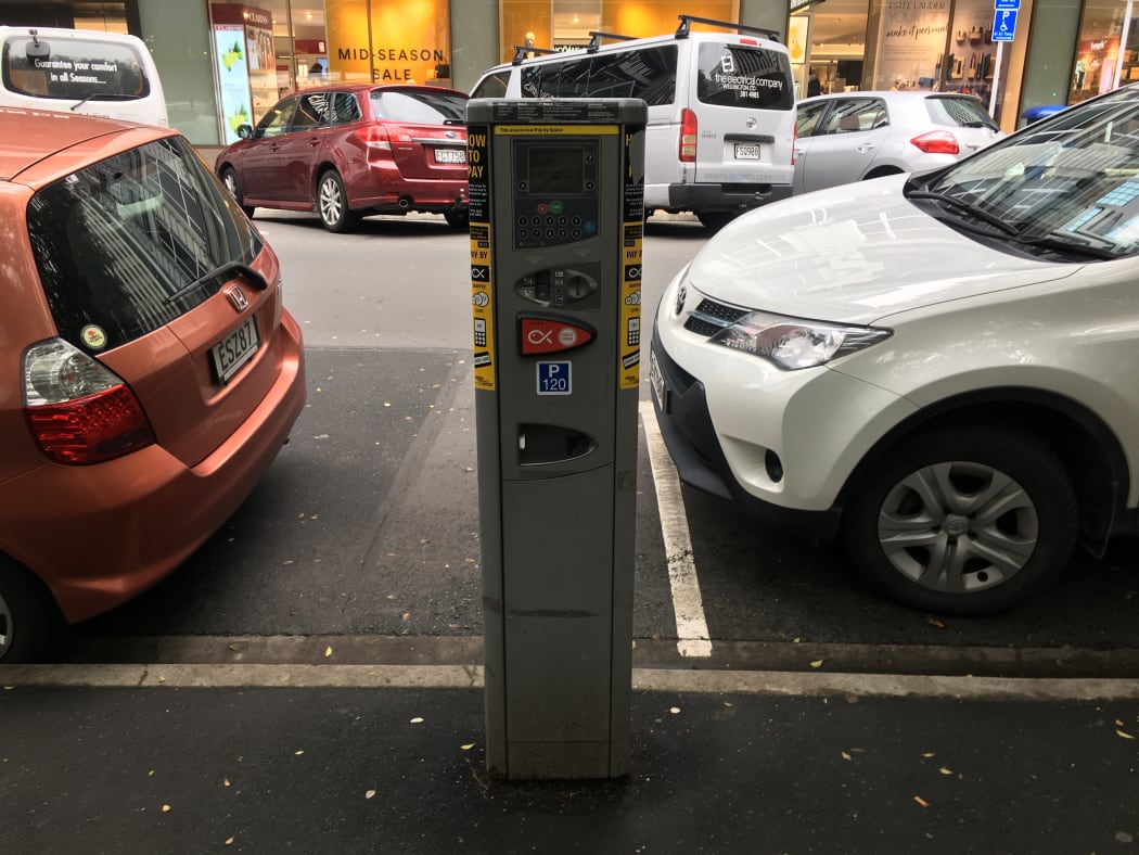 A file photo of someone paying for parking in Wellington's CBD