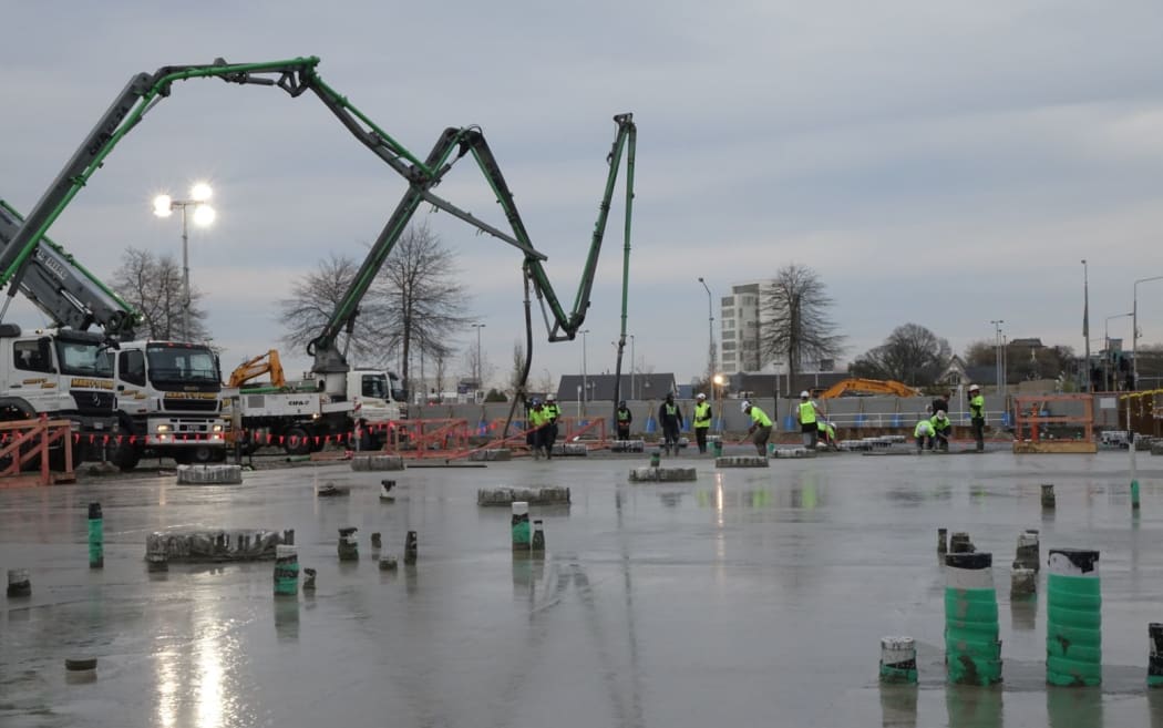 25 workers are working on the Christchurch concrete pour.