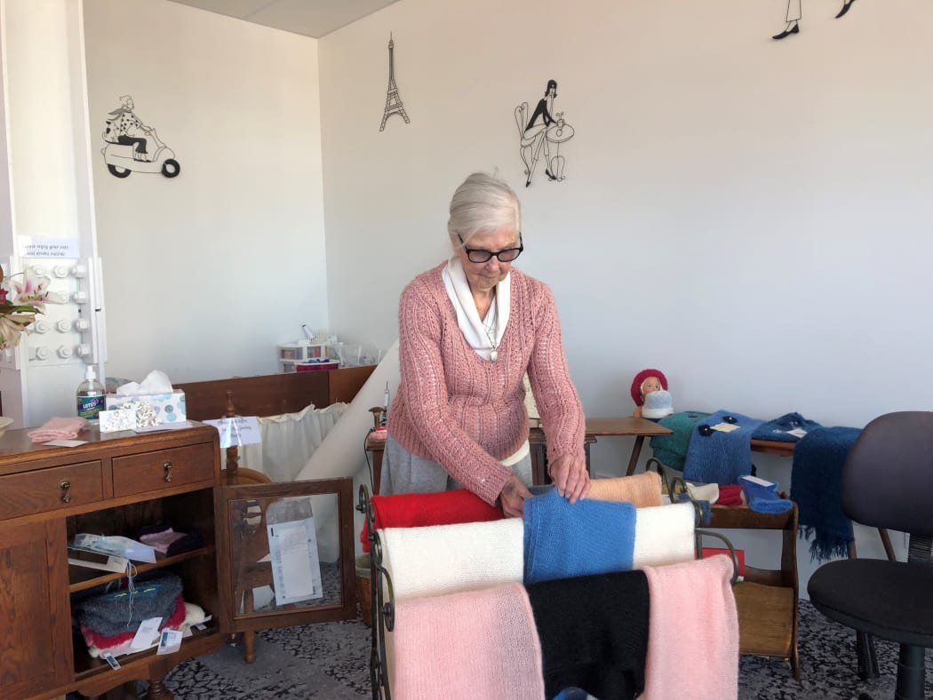 Margaret Richardson hand dyes the wool for all her mohair shawls and ponchos.