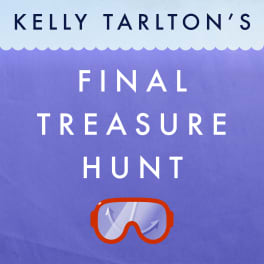 Podcast cover with a purple background. At the top, it reads ‘Kelly Tarlton’s Final Treasure Hunt’ in bold white capital letters. At the bottom is an illustrated red diving mask with directional arrows on the lenses.