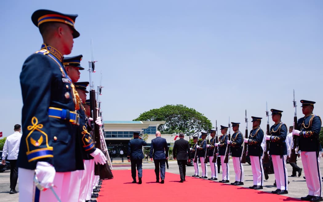 Prime Minister Christopher Luxon arrives in Manila.