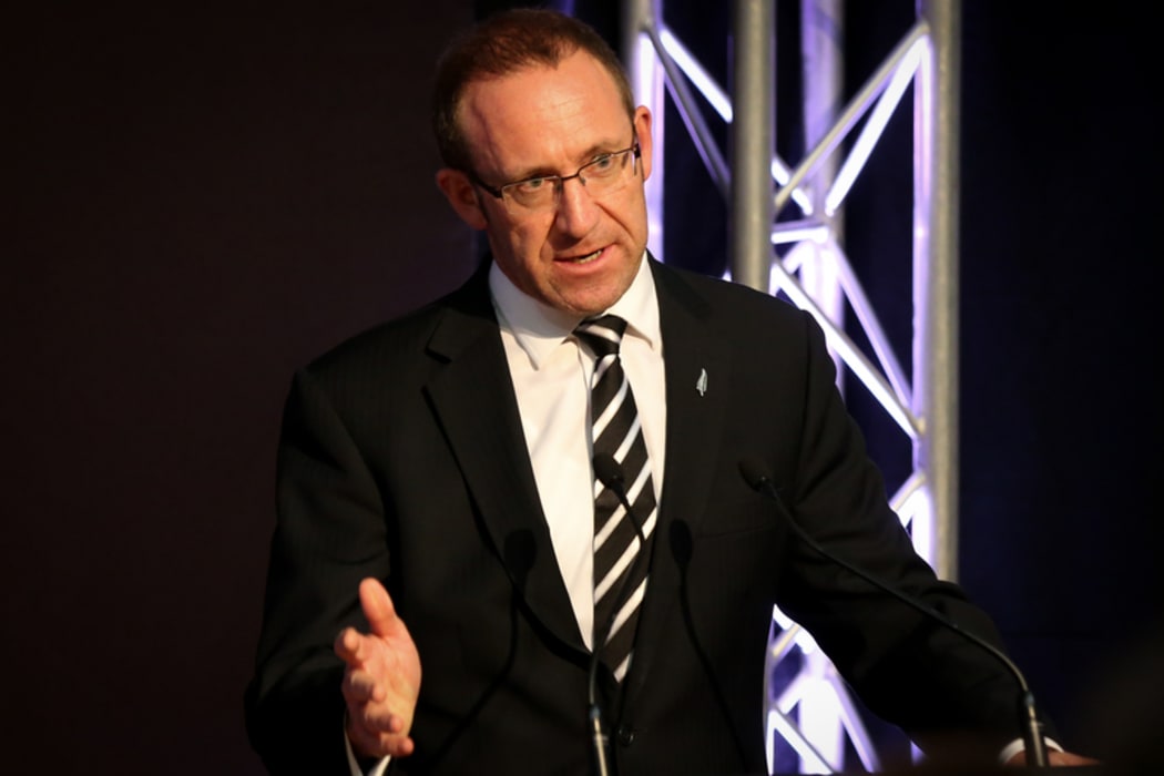 Andrew Little at the All Blacks RWC 2015 squad announcement.