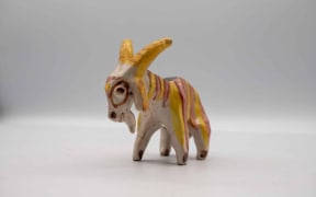 A small ceramic goat believed to have been made by King Charles while he was a student at Cambridge University in the 1960s.