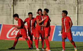 Lupe o le Soaga celebrate another goal in their historic win against Ba FC.