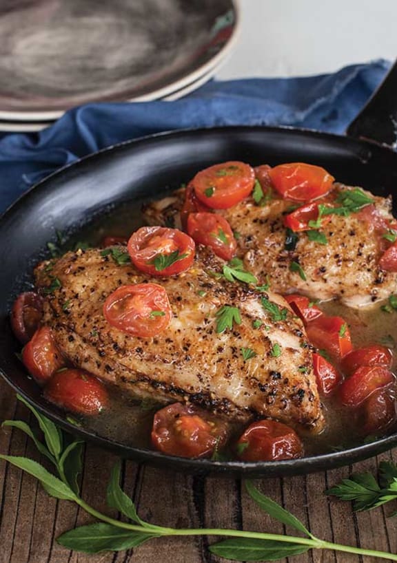 French Chicken Breasts With Cherry Tomatoes.