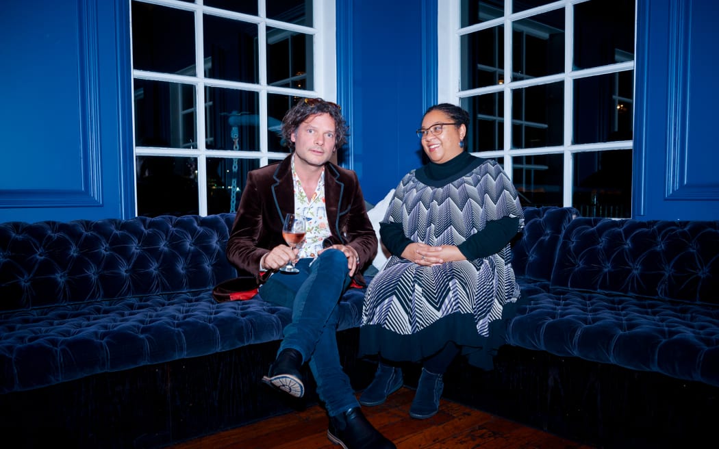 2017 Jazz Album of the year winner Jonathan Crayford with Wellington Jazz Festival Artistic Director Shelagh Magadza