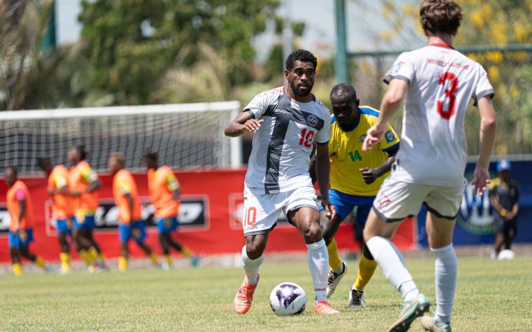Action from the New Caledonia and Solomon Islands clash in the FIFA World Cup qualifier. 14 November 2024