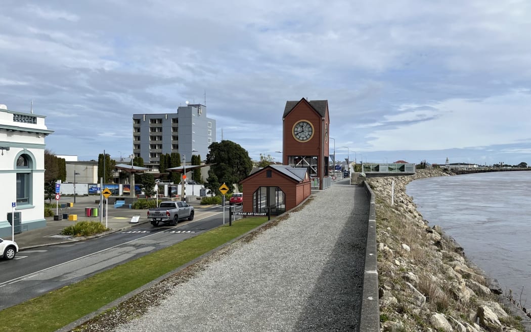 The Greymouth Floodwall which protects the CBD to the left of the picture was built following two record floods in 1988 which almost forced the town to be moved. Plans are in train through Government co-funding with the West Coast Regional Council to raise and strengthen the current floodwall.