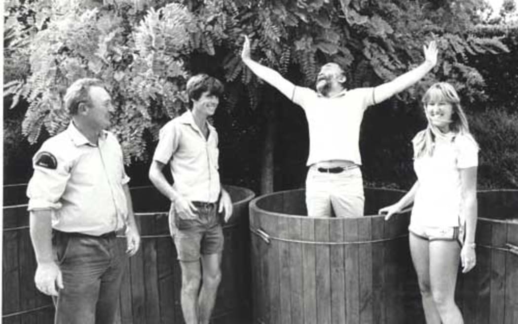 Jack Hobbs with David Bellamy who was in attendance of the opening of the Botanic Gardens. Jack is second in from the left.