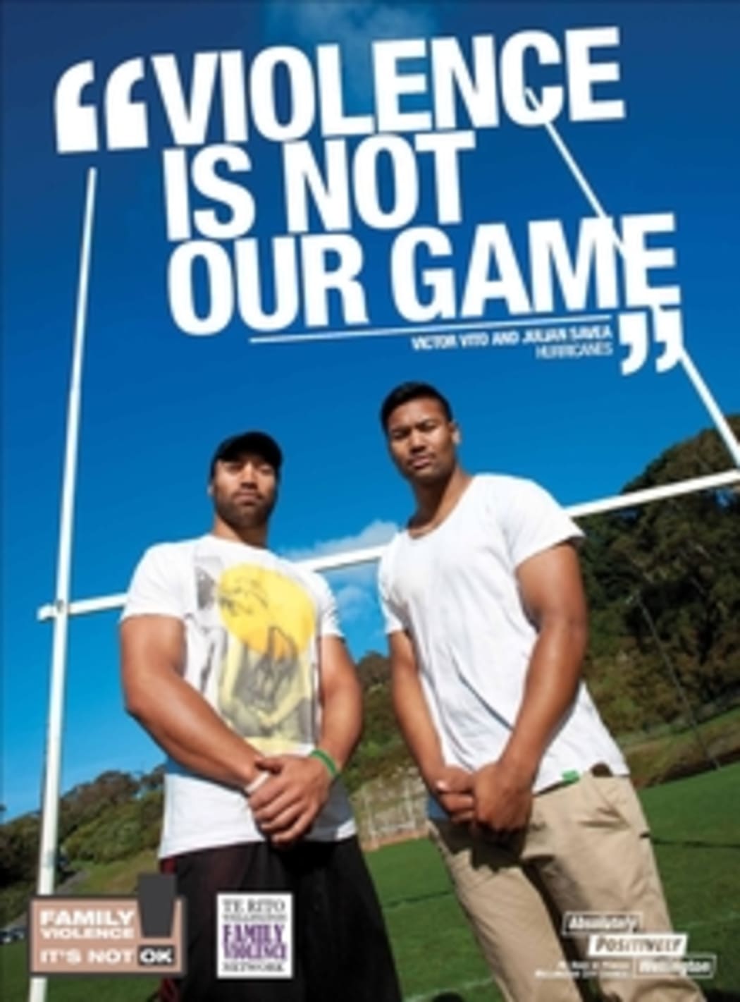Julian Savea featured in the "It's Not OK!" campaign against family violence