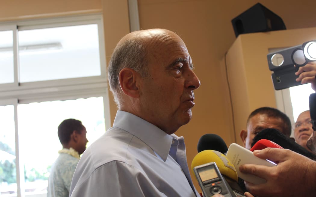 French Presidential hopeful Alain Juppé speaking to media in French Polynesia.