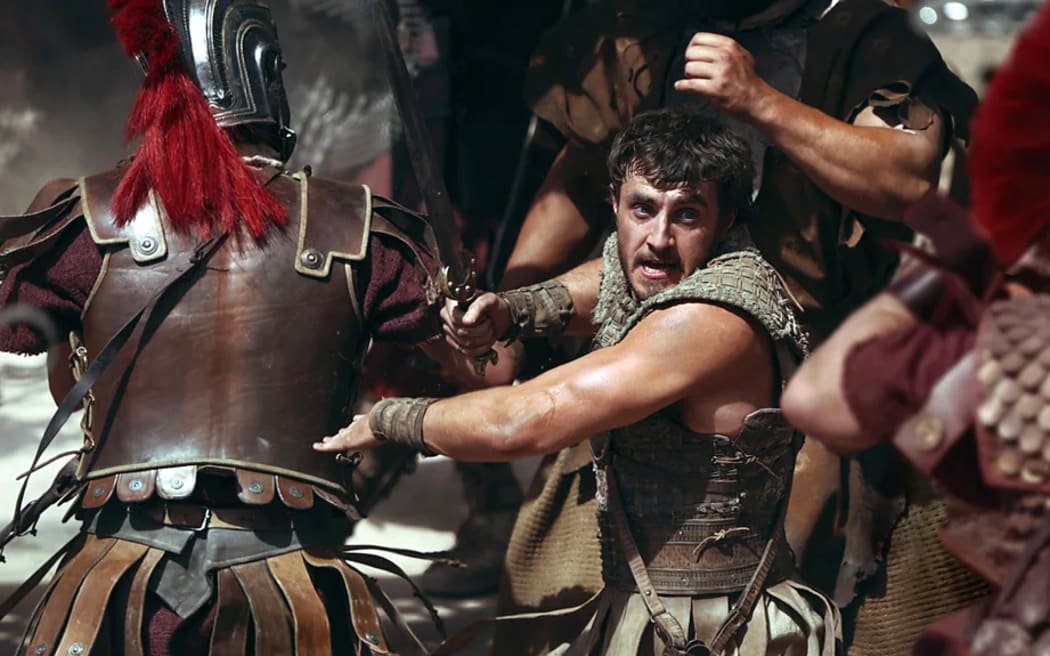 A scene from the upcoming movie, Gladiator II starring Paul Mescal.