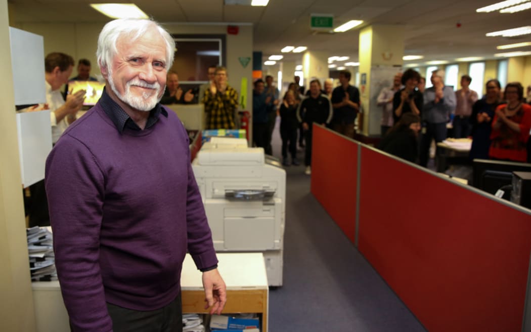 Kevin Ikin leaving the studio.