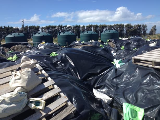 Ouvea premix - or dross - is stored in loose bags around Southland.