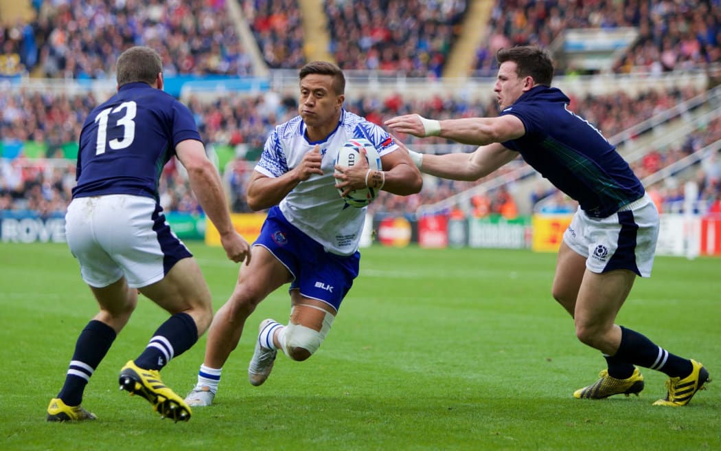 Tim Nanai-Williams playing for Samoa at the 2015 Rugby World Cup.