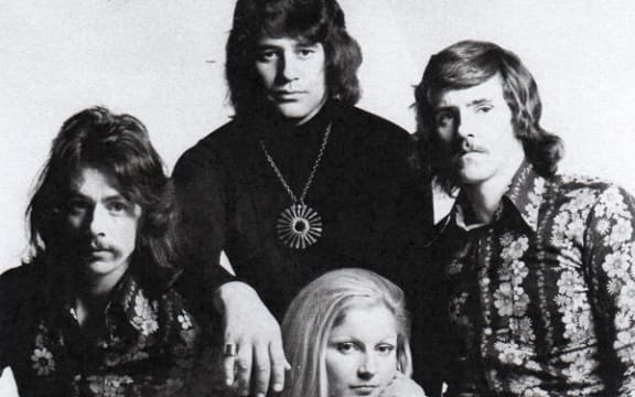 Mike Corless (on the right) with The Bryan Swainson Group in Hawke's Bay around 1970