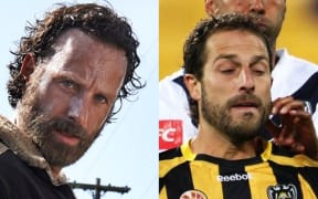 Wellington Phoenix captain Andrew Durante (L), Rick Grimes from The Walking Dead (R)