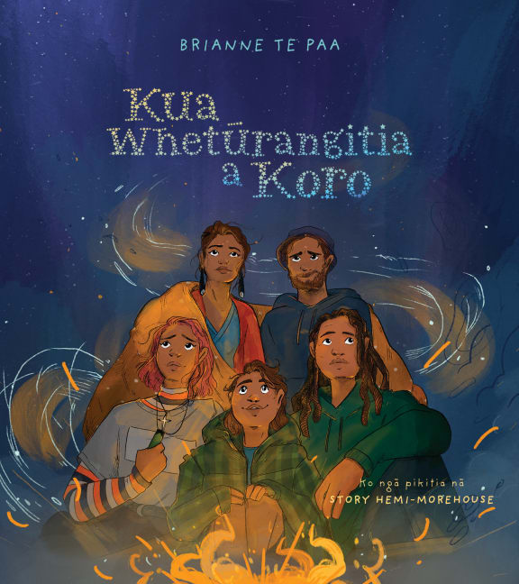 Cover of Brianne Te Paa book written in Te Reo, Kua Whetūrangitia a Koro, nominated for the New Zealand Book Awards for Children and Young Adults.