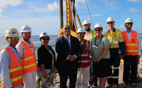 Nauru President, Lionel Aingimea, visits the construction site for the international cargo terminal