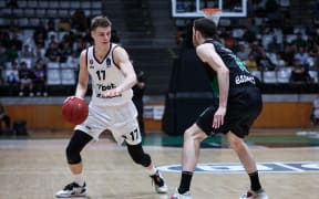 Mantas Rubstavicius of 7Bet Lietkabelis Panevezys in action during a Eurocup match