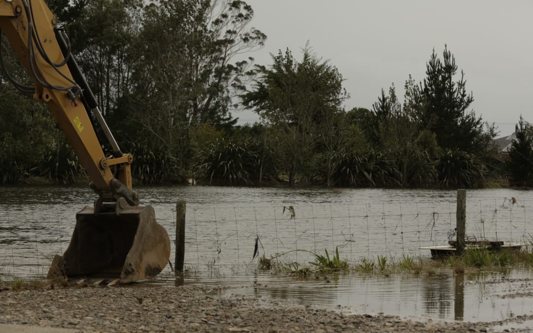 Snodglass Road in Westport was flooded in many areas, inundating homes as a result of former cyclone Fehi.